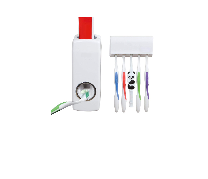 Automatic Toothpaste Dispenser And Toothbrush Holder White  - Zoom Image