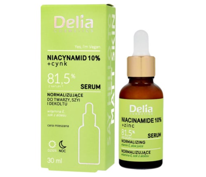  Delia Cosmetics NIACINAMIDE 10% and ZINC Normalizing serum for face, neck and cleavage for day and night 30ml - Zoom Image