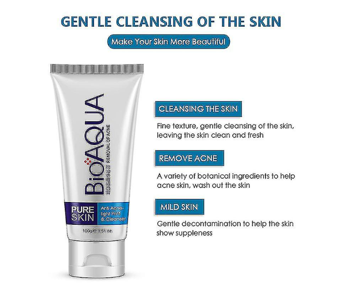 BIOAQUA Anti Acne Treatment Facial Cleanser For Pure Skin 100g For Men And Women - Zoom Image 8