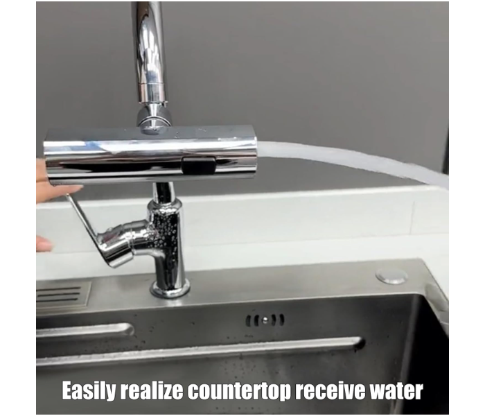 3 in 1 Waterfall Kitchen Faucet Tap with Pull Down Sprayer New Waterfall 360° Kitchen Sink Faucet Stainless Steel Adjustable Height Pull-Out Tube Hot Cold Switch Faucet - Zoom Image 4