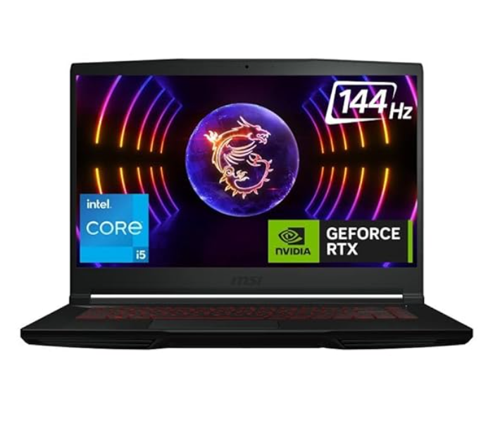 MSI GF63 Thin 15.6"FHD 12VE 9S7-16R821-028  Intel Core i5 12450H 8GB  512GB SSD 6GB Nvidia GeForce RTX4050 Win11 Eng-Arab Keyboard - Black - Zoom Image 1