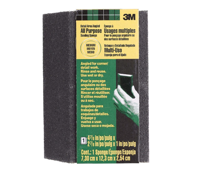 3M Angled Sanding Sponge, 80 Medium Grit (12.3 x 7.30 x 2.54 cm) - Zoom Image