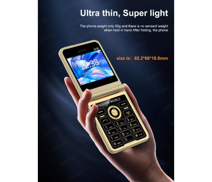 P20 2.4 Inch HD Display Flip 2G 4 SIM GSM Unlocked LED Flashlight Mobile Phone - Gold - Zoom Image 12