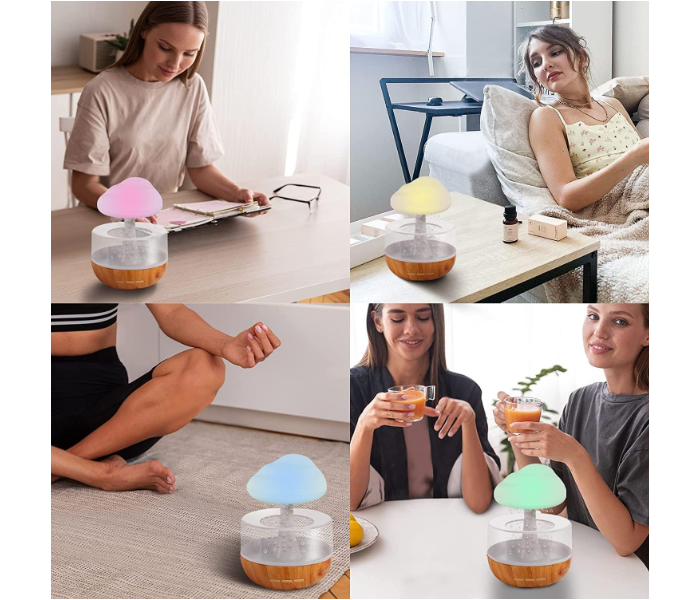 Rain Cloud Air Humidifier Aromatherapy With 7 Colours LED Lights And Raindrops Sound for Relaxing Sleep, Office, Bedroom, Rooms - Zoom Image 7