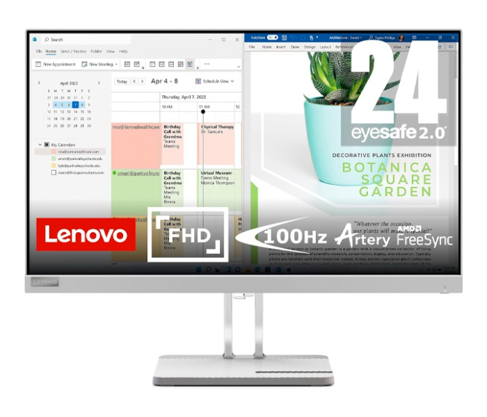 Lenovo L24e-40 Ultraslim 23.8 inch FHD LED Monitor - Cloud grey - Zoom Image 4