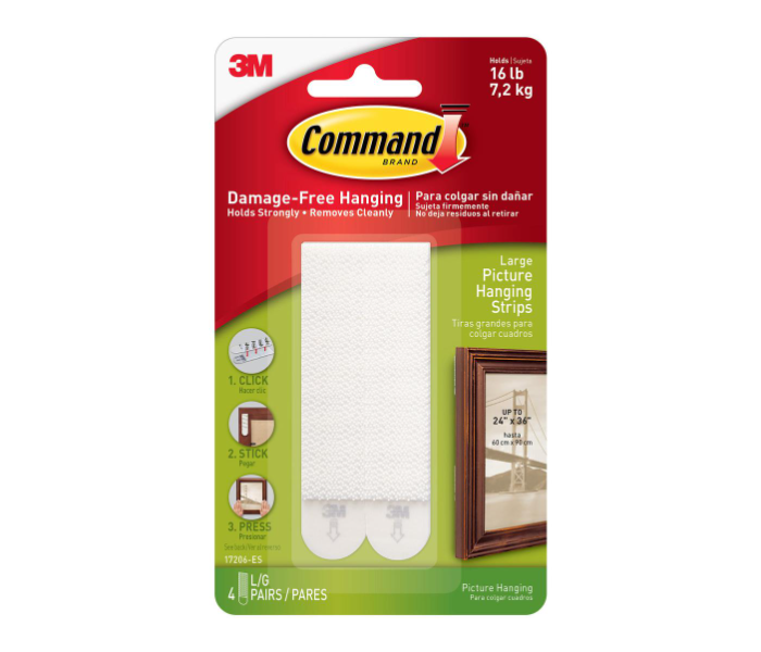 3M Command Picture &amp; Frame Hanging Strips (Pack of 4, Large) - Zoom Image