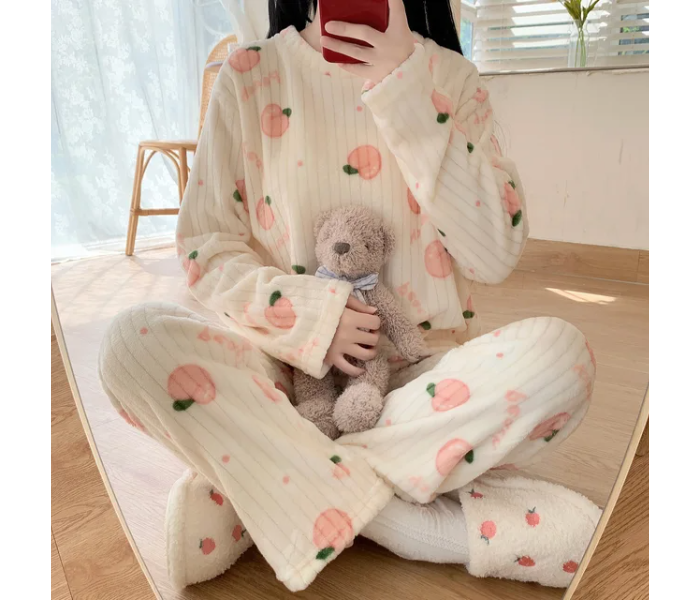 Autumn Winter Warm Flannel Thick Homewear Long Sleeve Cartoon Sleepwear Female Pajamas Suit Wearable -  Assorted - Zoom Image 5