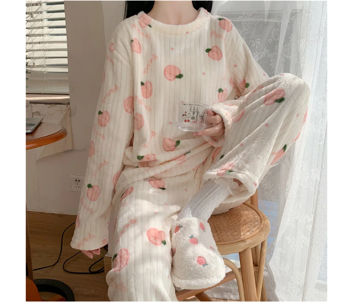 Autumn Winter Warm Flannel Thick Homewear Long Sleeve Cartoon Sleepwear Female Pajamas Suit Wearable -  Assorted - Zoom Image 2