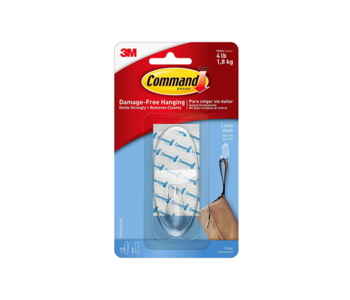  3M Large Adhesive Hook (3.5 x 8.6 cm, Clear) - Zoom Image