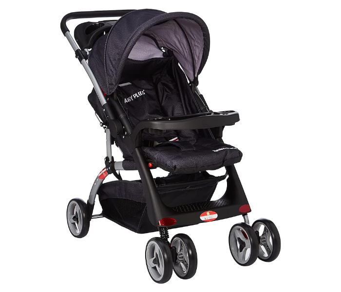 Baby plus BP4958GREY/BLACK Sunshade Canopy Pram Stroller - Grey and Black - Zoom Image 1