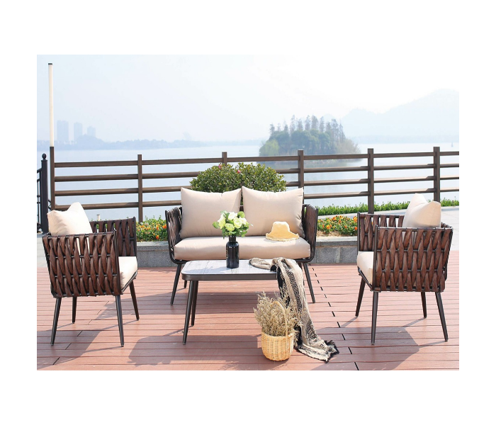 4-Piece Rattan Sofa Set with Cushions - Zoom Image