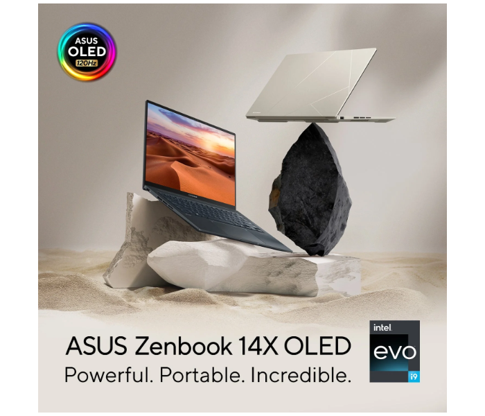 ASUS ZENBOOK 14X UX3404VA-OLEDI9G 14.5 Inch OLED Intel Core i9 13th Gen Processor 16GB RAM 1TB SSD Intel IRIS Xe Graphics English Arb Keyboard Windows 11 Home - Grey - Zoom Image 4