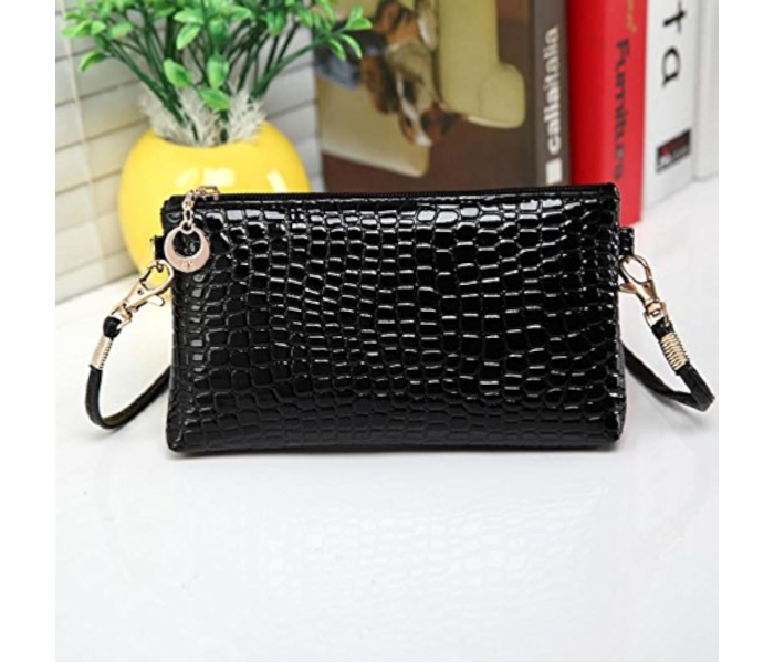 Leather Crocodile Pattern Handbag For Women - Black - Zoom Image 4