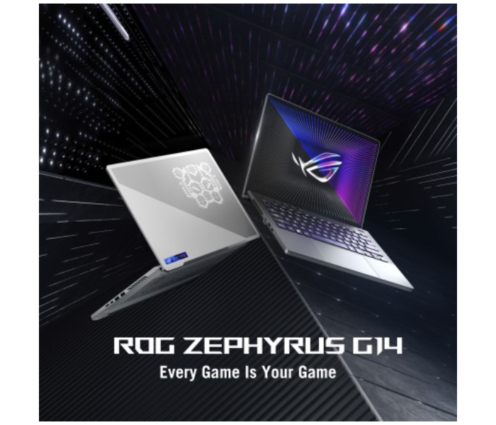 Asus GA402RJ-L4211W Rog Zephyrus G14 14 Inch FHD Plus AMD Ryzen 7 6800HS Processor 16GB RAM 512GB SSD 8GB AMD RX6700S Graphics Eng-Arb Keyboard Windows 11 Home Laptop  - Moonlight White Anime Matrix - Zoom Image 2