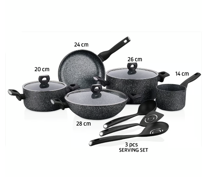 Korkmaz A2681 Nora Plus Cookware Set (11 Pcs) - Black - Zoom Image 2