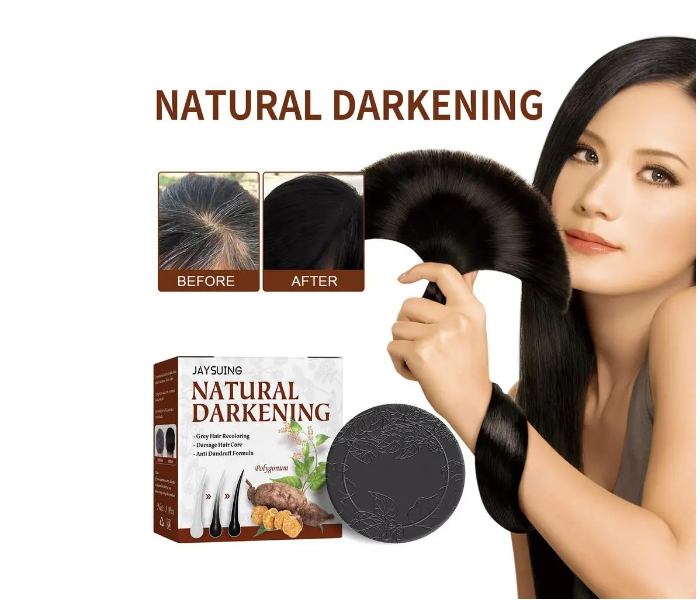 Natural Hair Darkening Soap Shampoo Bar Repair Gray White Hair Color Dye Hair Shampoo Natural Organic Hair Conditioner - Black - Zoom Image 2