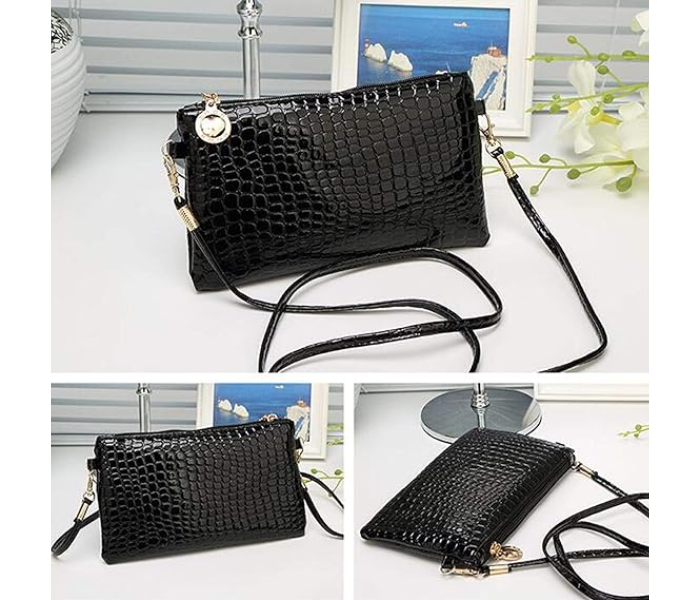 Leather Crocodile Pattern Handbag For Women - Black - Zoom Image 5