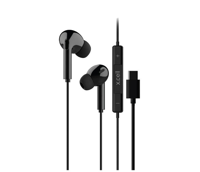 X.cell XL-HS-103C-BLK Wired Headsets In Ear Shape With Type C Jack - Black - Zoom Image