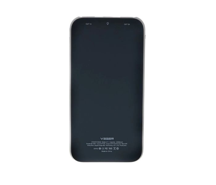 Veger V11 25000mAh 2 USB Output Power Bank for Smart Phones - Black - Zoom Image 2