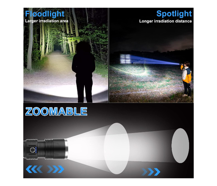 IZU GT50 Rechargeable LED Flashlights, Brightest Rechargeable Flashlights Portable Outdoor Flashlight with 3 Lighting Modes for Camping/Outdoor/Hiking/Flashlights - Zoom Image 3