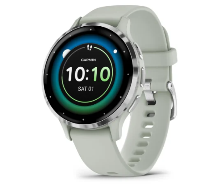 Garmin 010-02785-01 Venu 3S Silver Stainless Steel Bezel With Sage Gray Case And Silicone Strap Smart Watch - Zoom Image 1