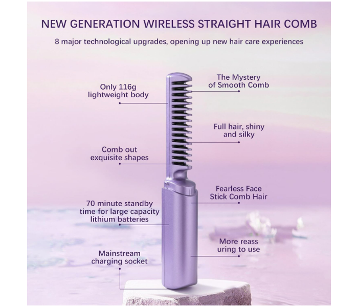  Portable Rechargeable Mobile Heat Comb Hair Straightener Brush  - Zoom Image 3