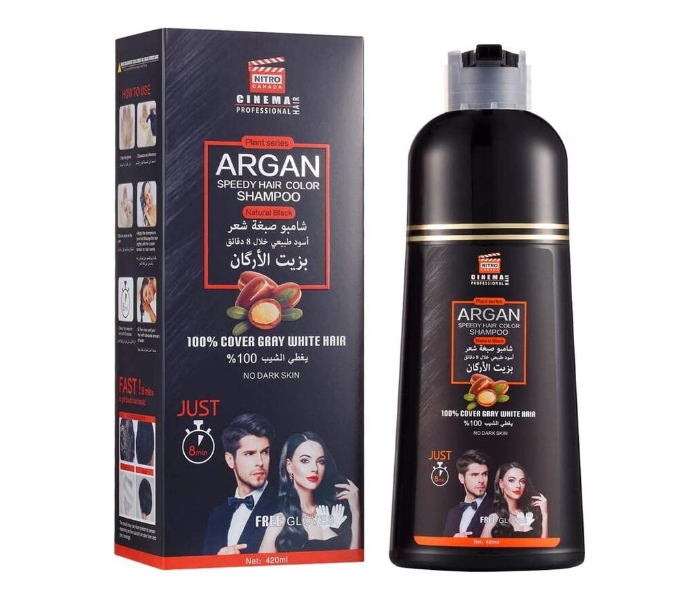 Nitro Canada Argan Speedy Hair Colour Shampoo, 420ml, Black - Zoom Image