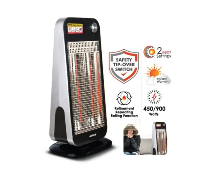 Sanford SF1287CRH BS 450/900 W Carbon Room Heater - Silver and Black - Zoom Image 2