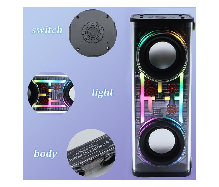 Generic Transparent Mecha Wireless Speaker Colorful Light Bluetooth Compatible 5.0 Speaker - Zoom Image 5