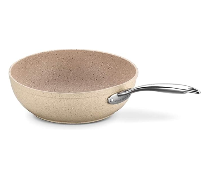 Korkmaz A1273 24x6.5 cm Granite Wok - Beige and Silver - Zoom Image 1