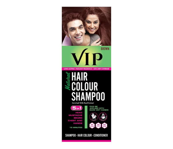 VIP 5-In-1 Shampoo Hair Colour, Brown, 180ml - Zoom Image