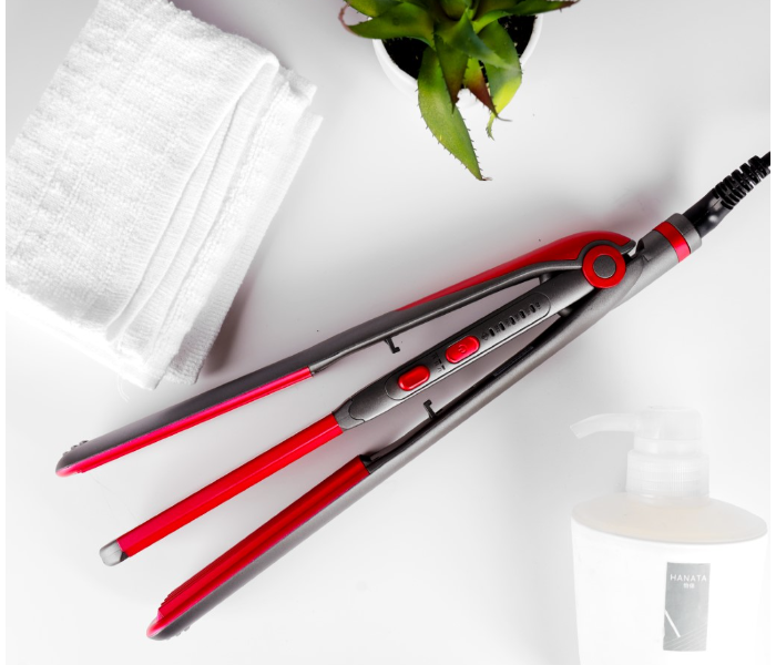 Olsenmark OMH4085 Wide Floating Plate 2-in-1 Hair Straightener - Grey and Red - Zoom Image 3