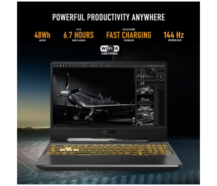 Asus Tuf Gaming F15 FX506HF-HN014W 15.6 Inch FHD Intel Core i5 11th Gen 8GB RAM 512GB SSD 4GB NVIDIA RTX 2050 Windows 11 Home Laptop - Graphite Black - Zoom Image 4