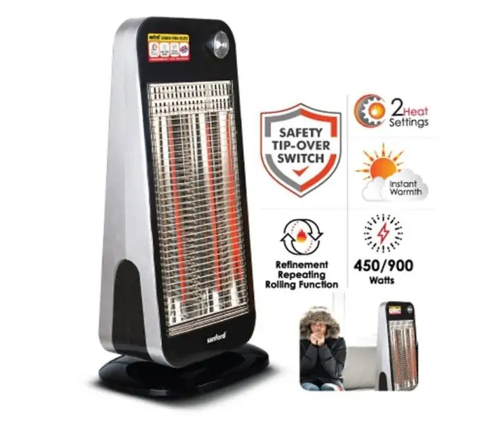 Sanford SF1287CRH 450/900 W Carbon Room Heater - Silver and Black - Zoom Image 2