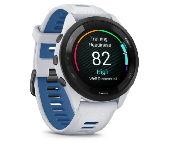 Garmin 010-02810-11 Forerunner 265 Black Bezel With Whitestone Case and Whitestone Tidal Blue Silicone Strap Smart Watch - Zoom Image 2