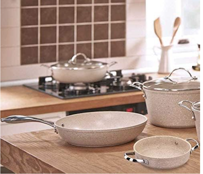 Korkmaz A1273 24x6.5 cm Granite Wok - Beige and Silver - Zoom Image 2