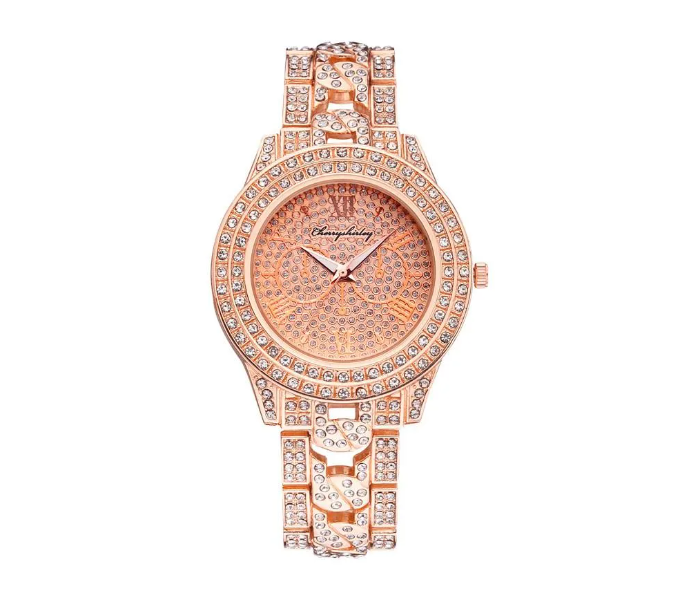 Jongo Luxury Full Diamonds Fashion Stainless Steel Watch For Women - Rose Gold - Zoom Image