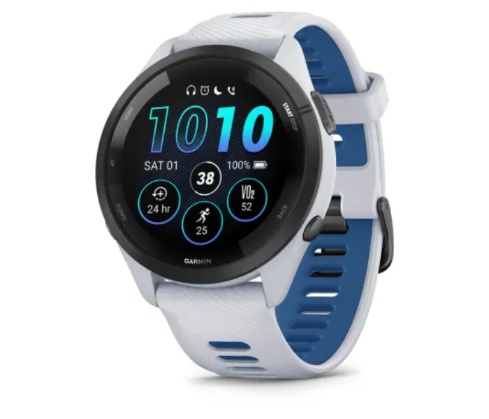 Garmin 010-02810-11 Forerunner 265 Black Bezel With Whitestone Case and Whitestone Tidal Blue Silicone Strap Smart Watch - Zoom Image 1