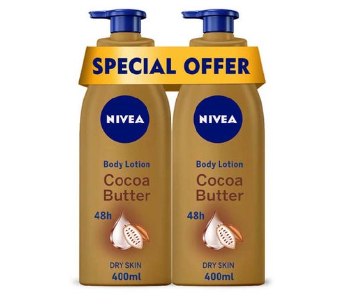 Nivea Cocoa Butter Body Lotion, Vitamin E, Dry Skin, 400ml, Pack of 2 - Zoom Image