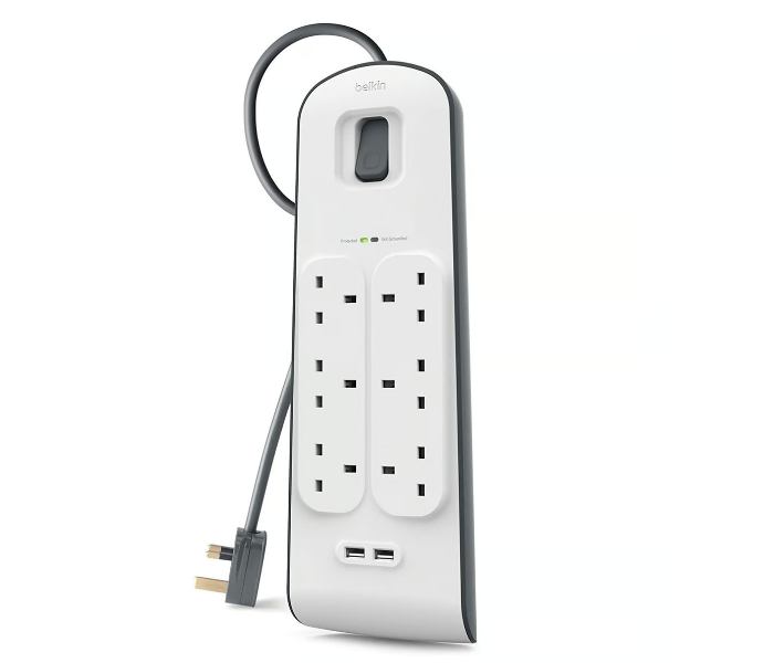 Belkin BSV604af2M 2.4 Amp USB Charging 6-outlet Surge Protection Strip - White - Zoom Image 1