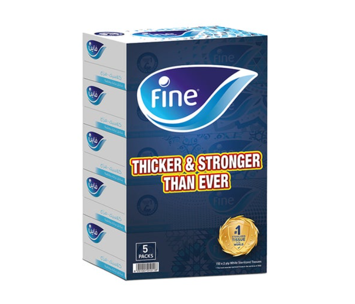 Fine Classic Sterilized Facial Tissues 2 Ply 150 Sheets Pack of 5 - Zoom Image