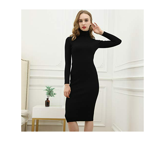 Autumn Winter womens Free Size vintage Turtleneck Elegant Long Sleeves dress - Assorted Colors - Zoom Image 7