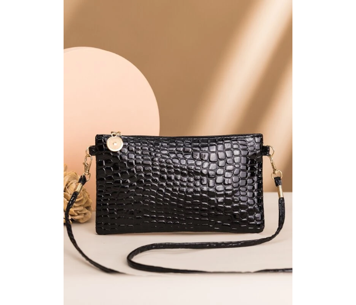 Leather Crocodile Pattern Handbag For Women - Black - Zoom Image 3