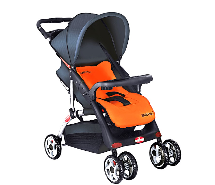 Baby plus BP4959NAVY/ORANGE Sunshade Canopy Stroller - Navy and Orange - Zoom Image 1