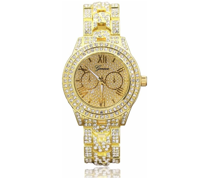 Jongo Luxury Full Diamonds Fashion Stainless Steel Watch For Women - Gold - Zoom Image