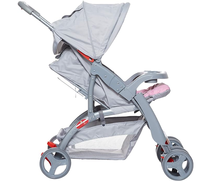 Baby plus BP4959PINK/GREY Sunshade Canopy Stroller - Pink and Grey - Zoom Image 3