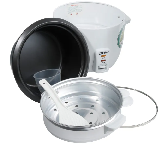 Clikon CK2701 1 Litre Rice Cooker With Steamer - White - Zoom Image 2