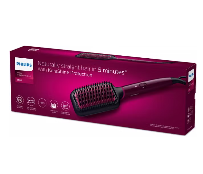 Philips BHH730/03 5000 Series Heated Hair Straightening Brush - Dark Wine - Zoom Image 4