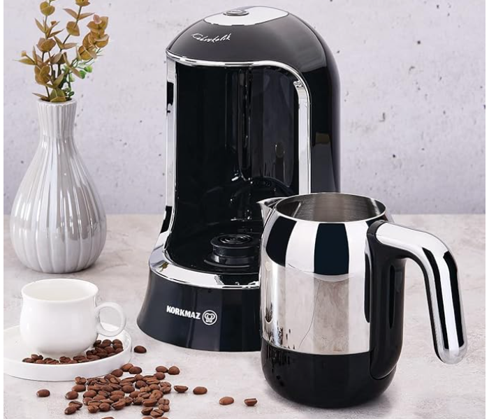 Korkmaz A860-07 Sleek And Stylish Kahvekolik Coffee Maker Black-Chrome - Zoom Image 2