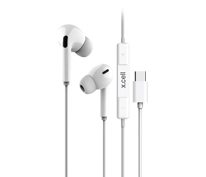 X.cell XL-HS-103C-WHI Wired Headsets In Ear Shape With Type C Jack - White - Zoom Image